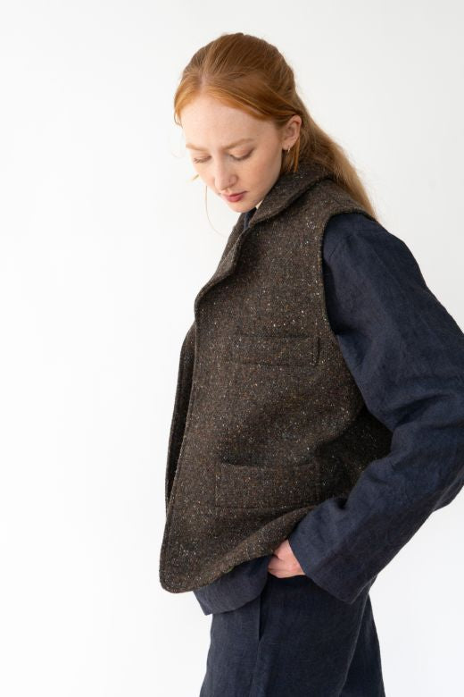 Brown Irish Tweed Gilet-Clothing-STABLE of Ireland