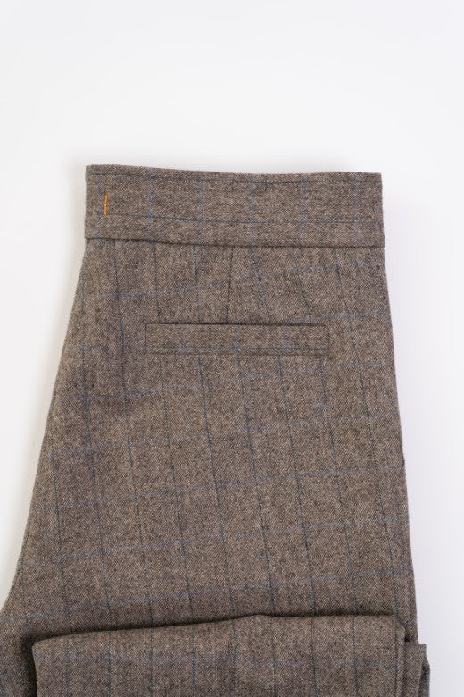 Brown Pinstripe Irish Tweed Trousers-Trousers-STABLE of Ireland