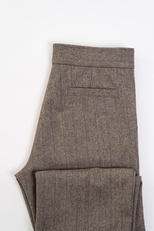 Brown Pinstripe Irish Tweed Trousers-Trousers-STABLE of Ireland