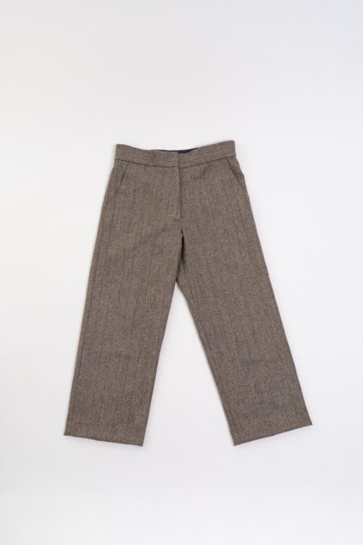 Brown Pinstripe Irish Tweed Trousers-Trousers-STABLE of Ireland