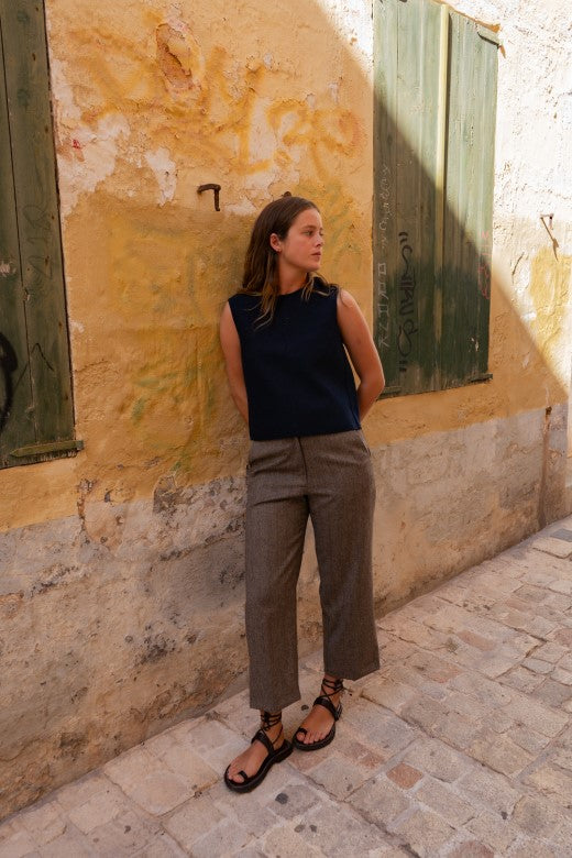 Brown Pinstripe Irish Tweed Trousers