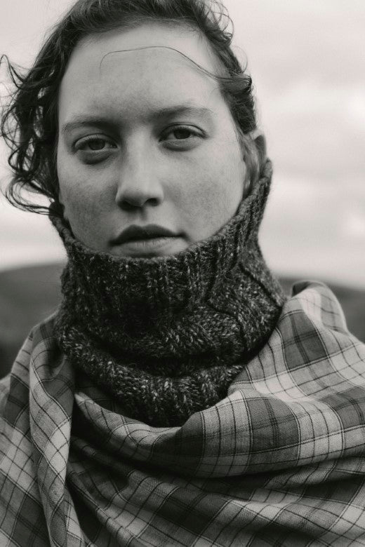 Charcoal Grey Snug with Klein Blue Trim-Scarves & Shawls-STABLE of Ireland