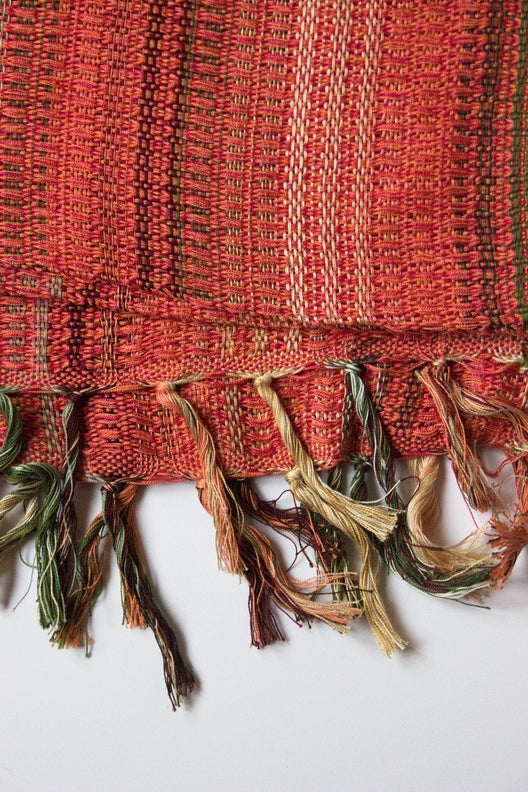 Coral Pink and Red Handwoven Crios Wrap-Scarves & Shawls-STABLE of Ireland