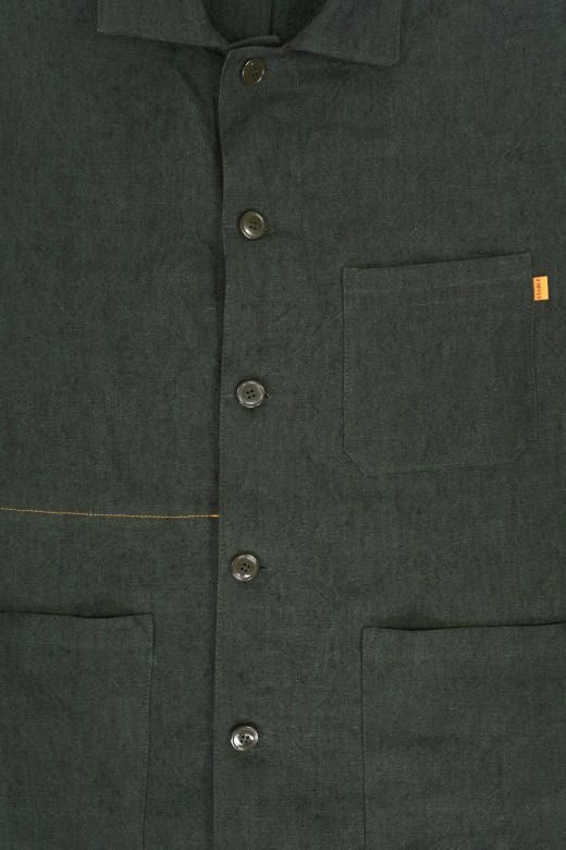 Dark Green Linen Utility Jacket-Coats & Jackets-STABLE of Ireland