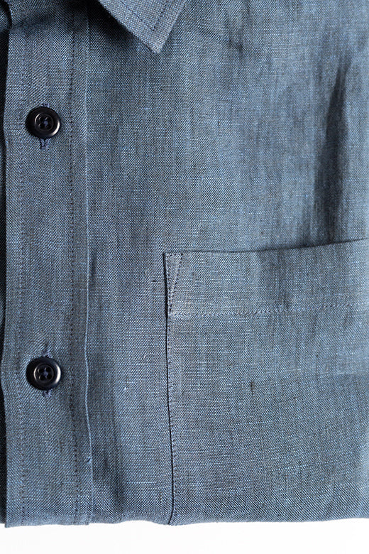 Denim Blue Irish Linen Shirt-Shirt-STABLE of Ireland