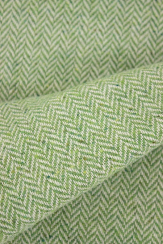 Green Handwoven Herringbone Scarf-Scarves & Shawls-STABLE of Ireland