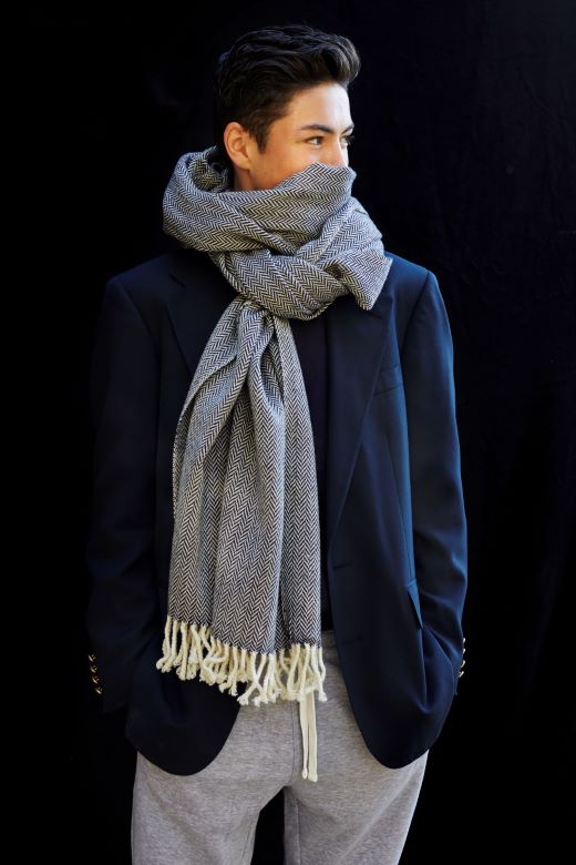 Handwoven Herringbone Scarf-Scarves & Shawls-STABLE of Ireland