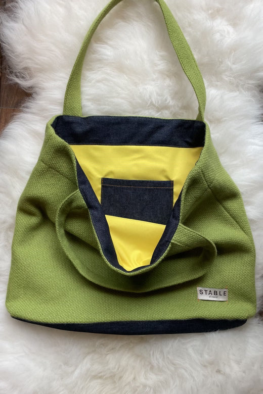 Pea Green Tweed Carry All Bag