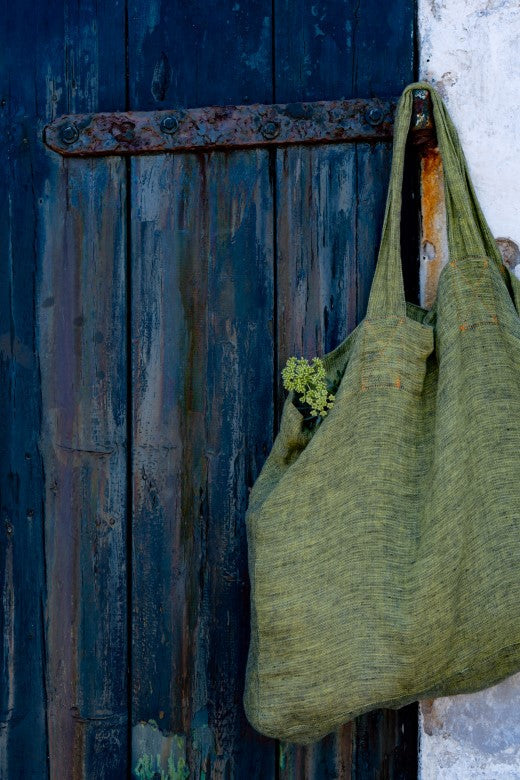 Irish Linen Extra Large Carry Bag in Lime Green-Shopping Totes-STABLE of Ireland