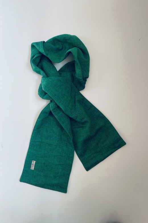 Irish Linen Quilted Scarf in Green-Scarves &amp; Shawls-STABLE of Ireland