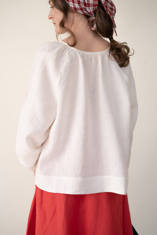 Irish Linen Top in White-Top-STABLE of Ireland