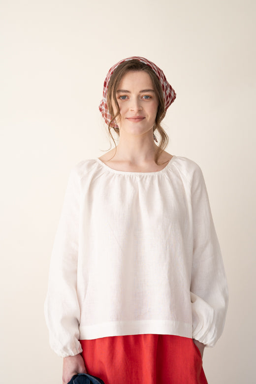 Irish Linen Top in White-Top-STABLE of Ireland