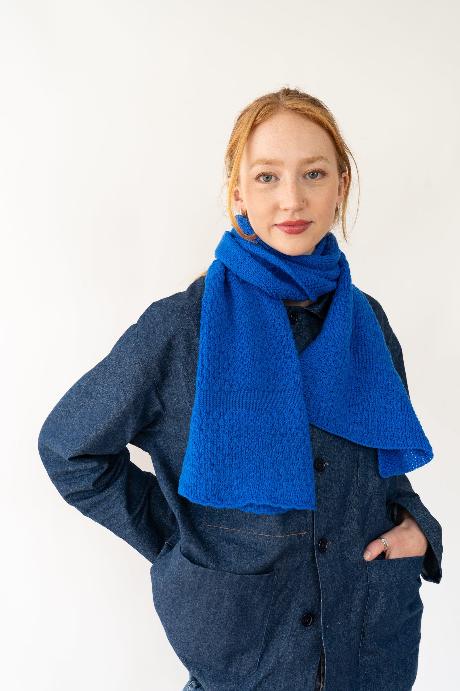 Klein Blue Small Merino Scarf-Scarves & Shawls-STABLE of Ireland