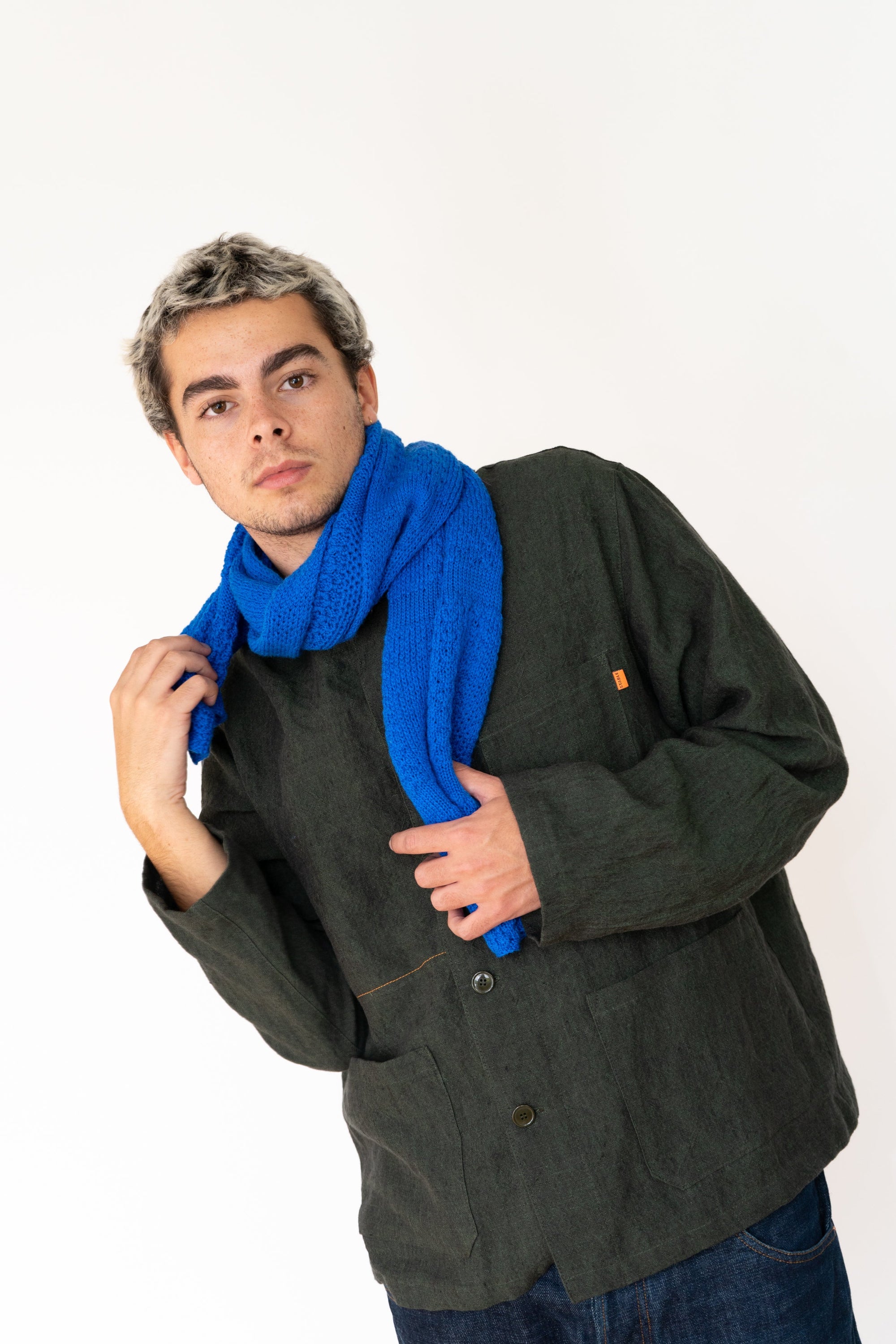 Klein Blue Small Merino Scarf-Scarves & Shawls-STABLE of Ireland