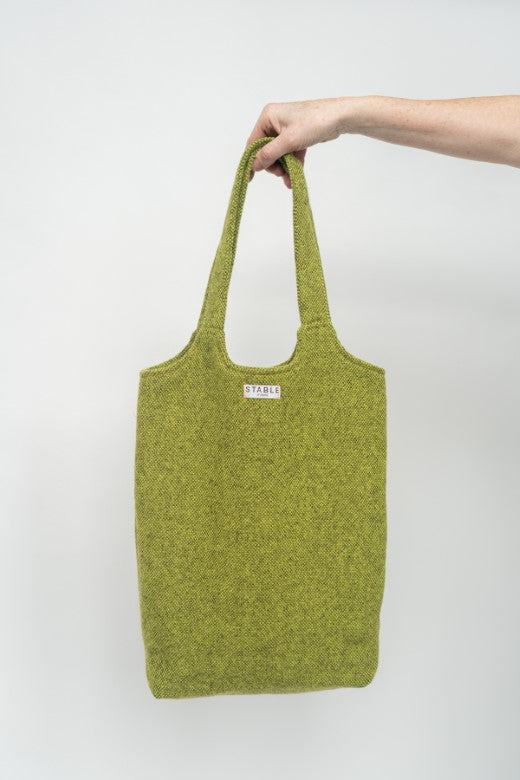 Lime Green Tweed Tote Bag