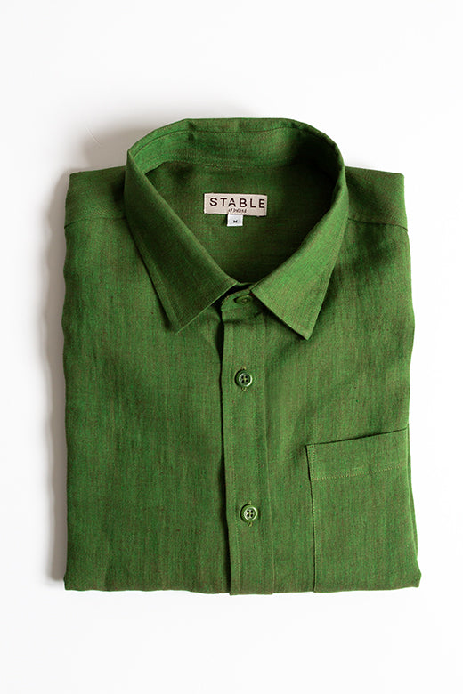 Moss Green Irish Linen Shirt-Shirt-STABLE of Ireland