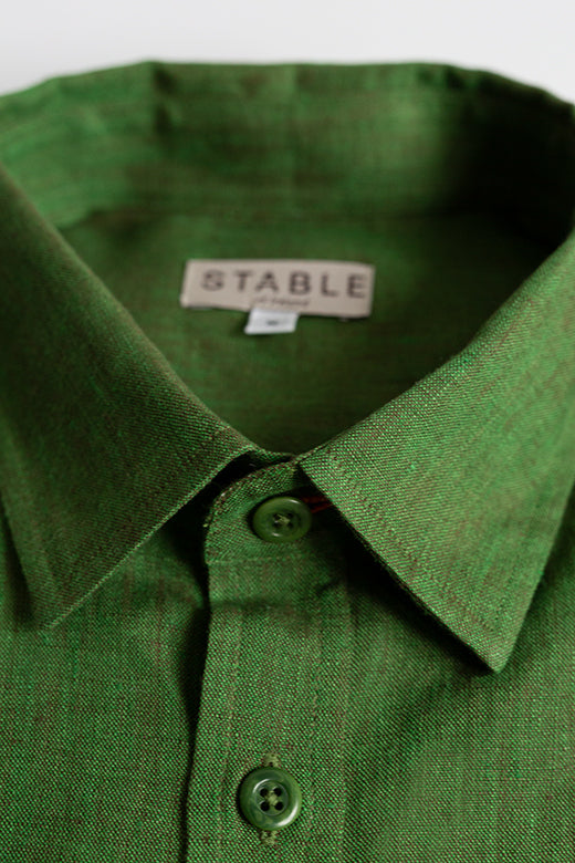 Moss Green Irish Linen Shirt-Shirt-STABLE of Ireland