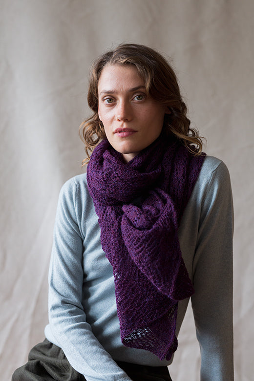 Mulberry Knit Lace Alpaca Scarf-Scarves &amp; Shawls-STABLE of Ireland