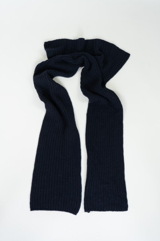 Navy Blue Bib Merino Wool Scarf-Scarves & Shawls-STABLE of Ireland