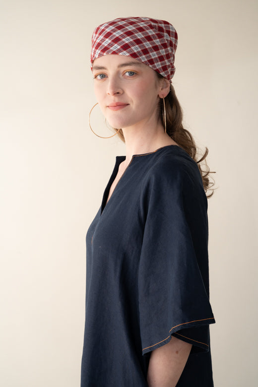 Navy Blue Irish Linen Kaftan Dress-Dresses-STABLE of Ireland