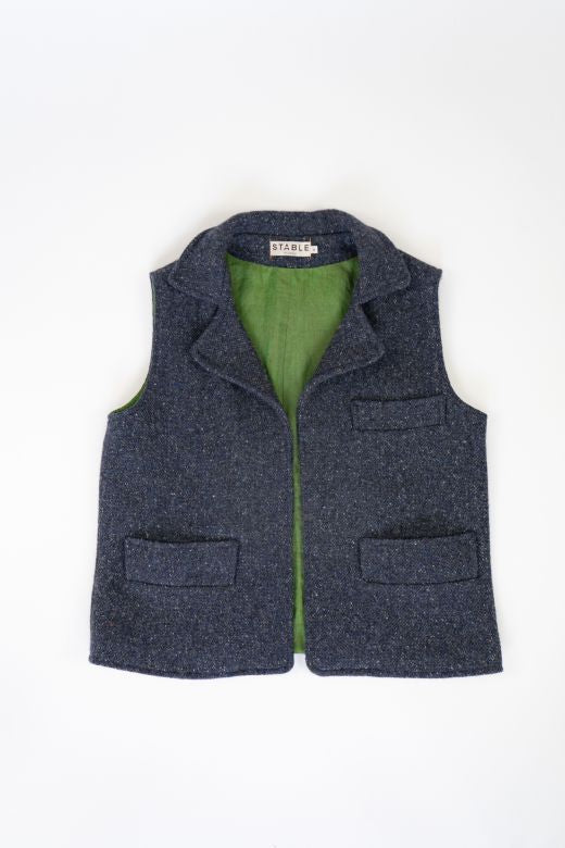 Navy Blue Irish Tweed Gilet-Clothing-STABLE of Ireland