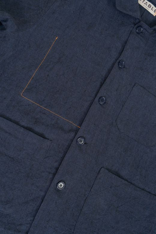 Navy Blue Linen Utility Jacket-Coats & Jackets-STABLE of Ireland