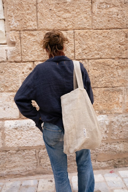 Navy Blue Linen Utility Jacket-Coats & Jackets-STABLE of Ireland