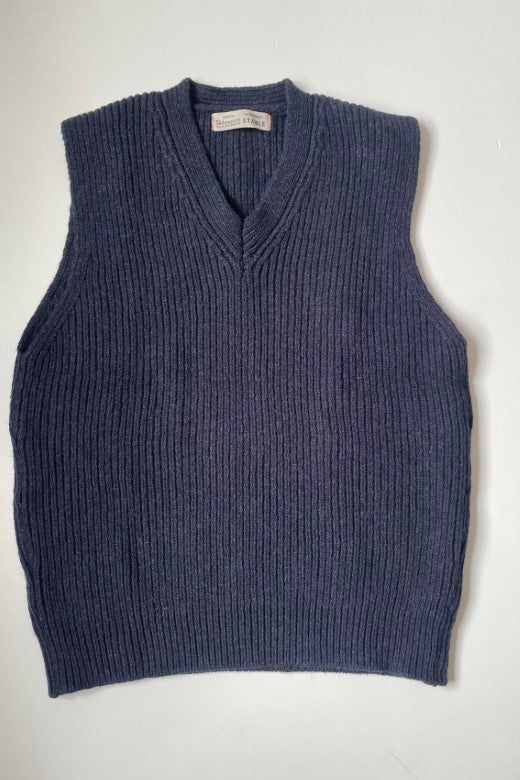 Navy Rib Knit Sleeveless Vest-Jumper-STABLE of Ireland