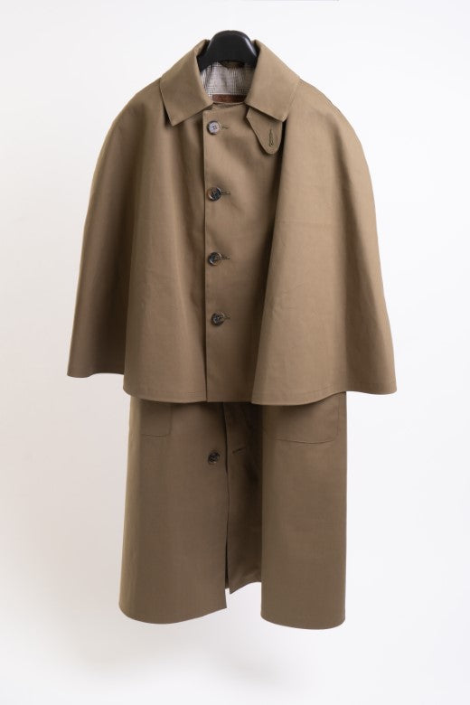 Olive Green Raincoat Cape-Coats &amp; Jackets-STABLE of Ireland