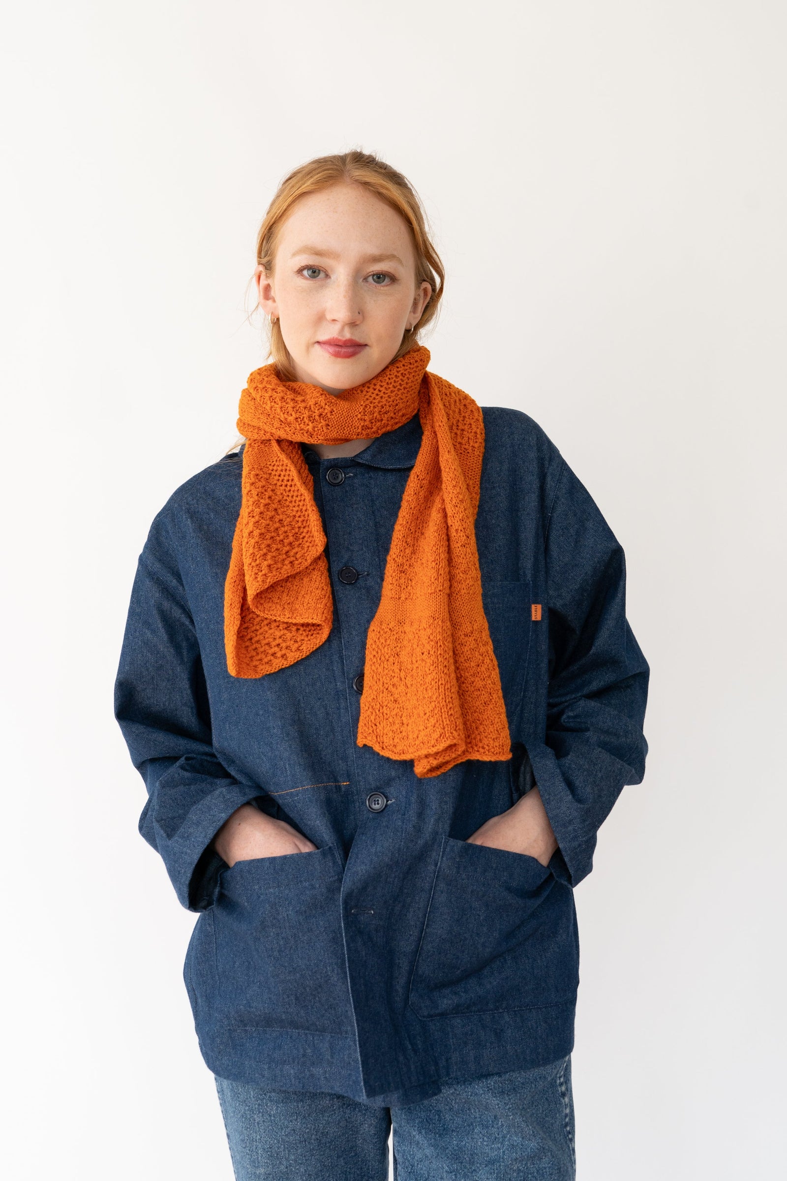 Orange Small Merino Scarf-Scarves & Shawls-STABLE of Ireland