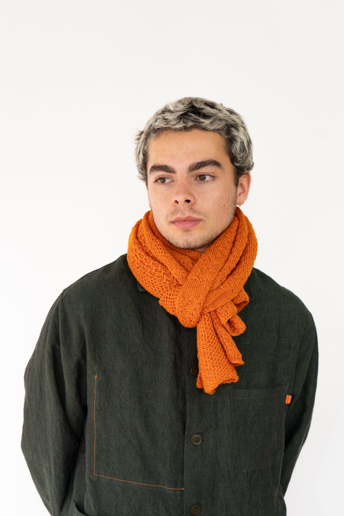 Orange Small Merino Scarf-Scarves &amp; Shawls-STABLE of Ireland