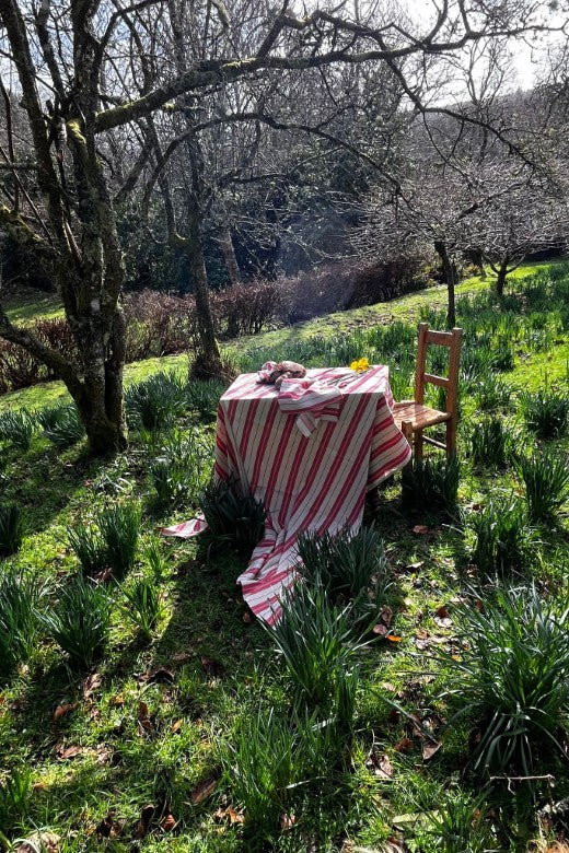 Pink Linen Stripe Tablecloth and Lapkins-Table Linens-STABLE of Ireland