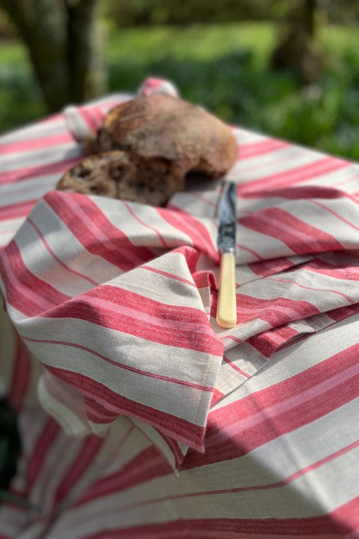 Pink Linen Stripe Tablecloth and Lapkins-Table Linens-STABLE of Ireland