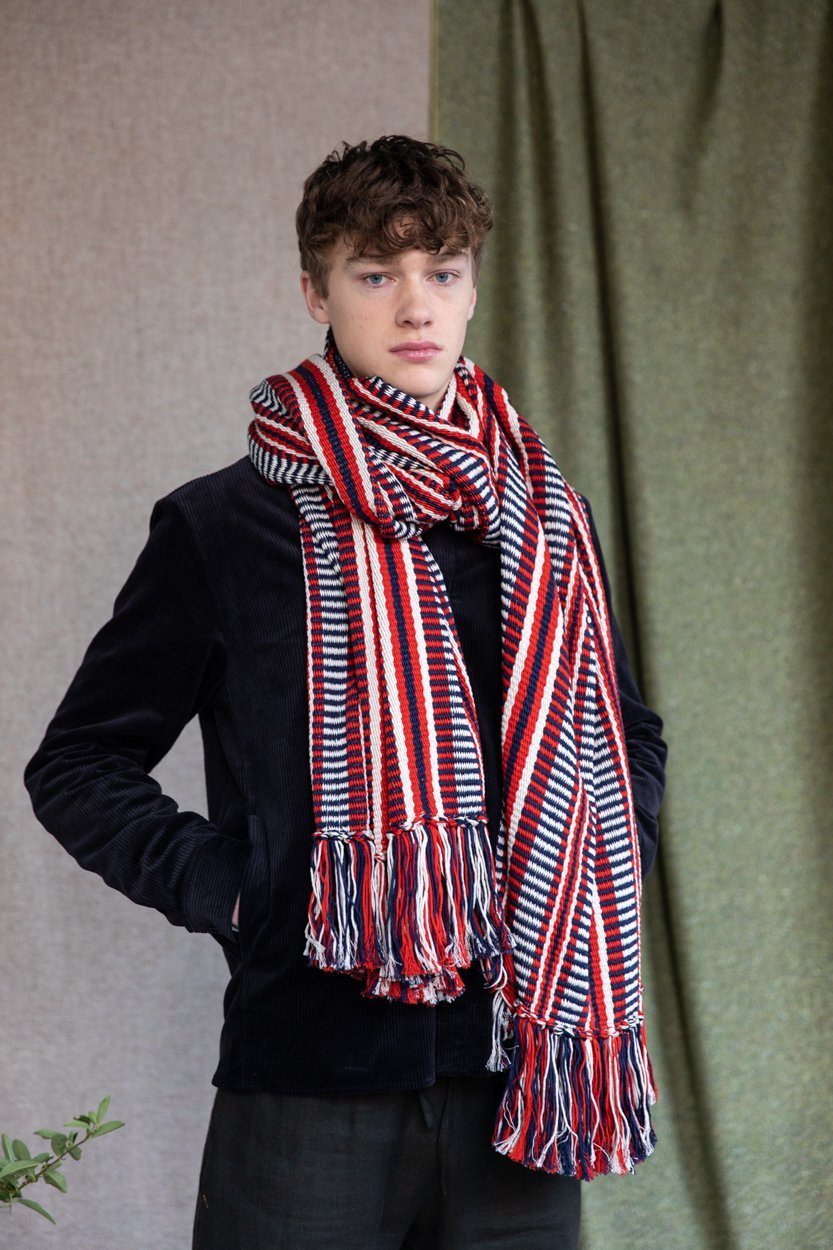 Red & Blue Long Island Scarf-Scarves & Shawls-STABLE of Ireland