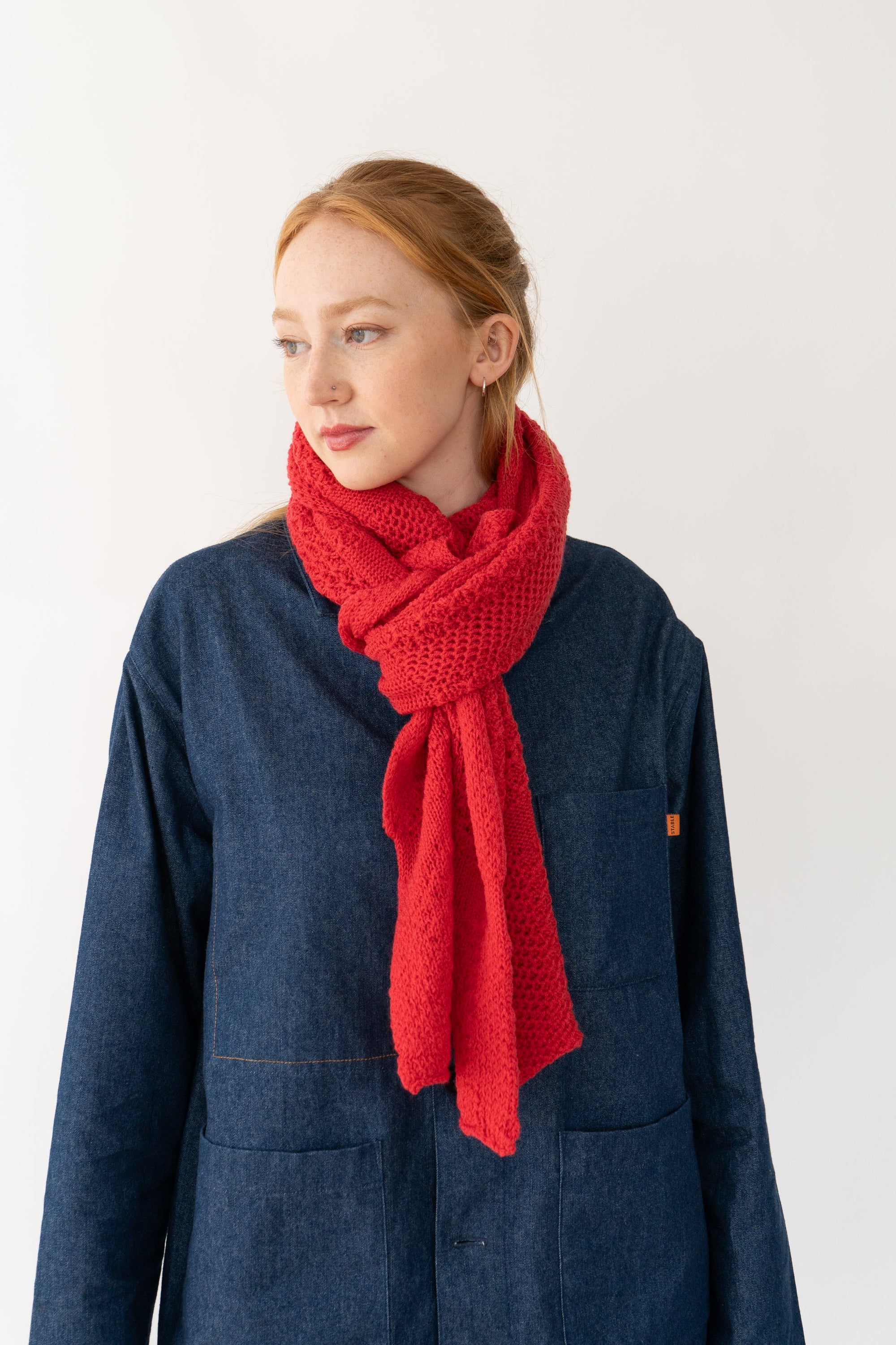 Red Small Merino Scarf-Scarves & Shawls-STABLE of Ireland