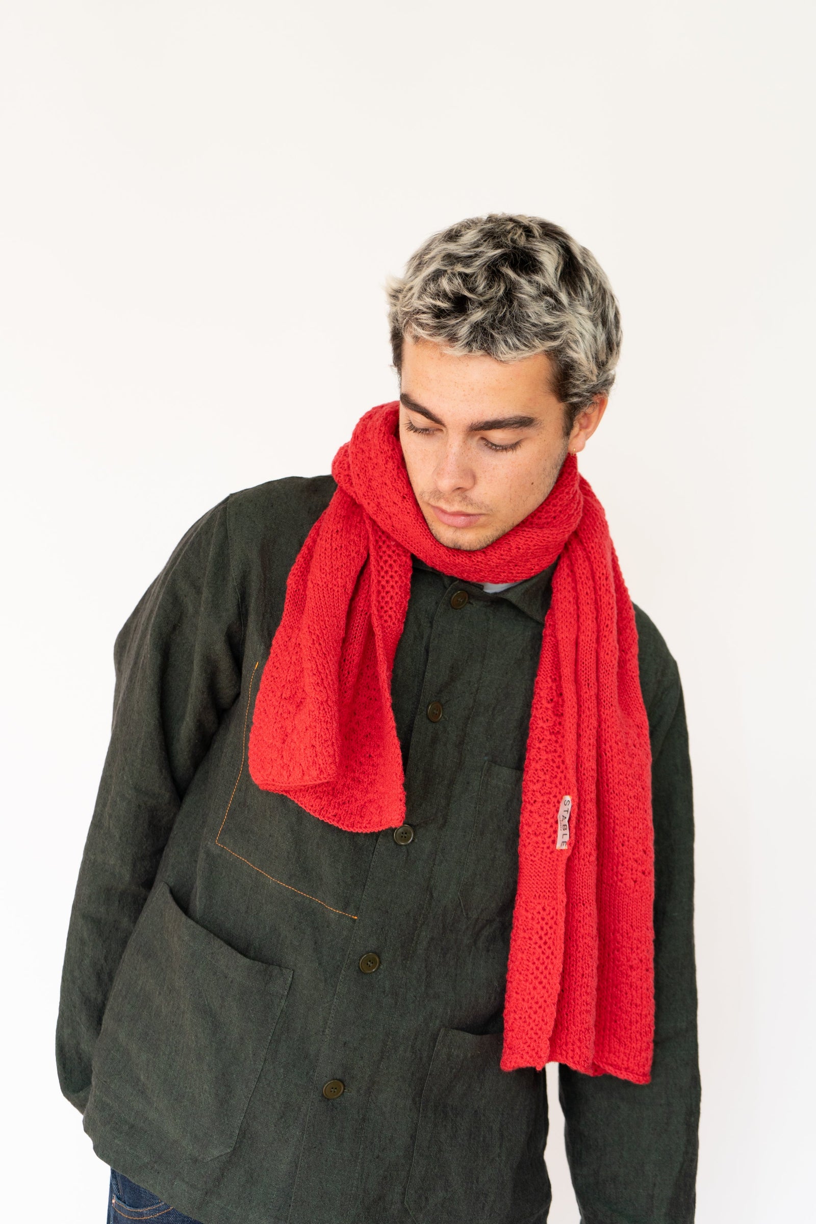 Red Small Merino Scarf-Scarves & Shawls-STABLE of Ireland