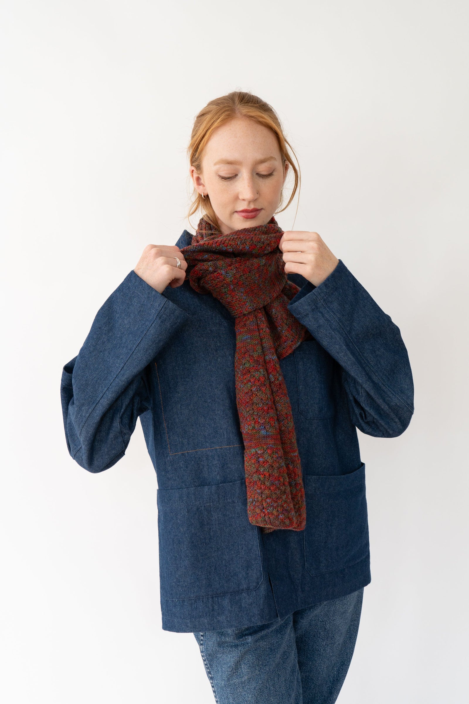 Rust Small Merino Scarf-Scarves & Shawls-STABLE of Ireland