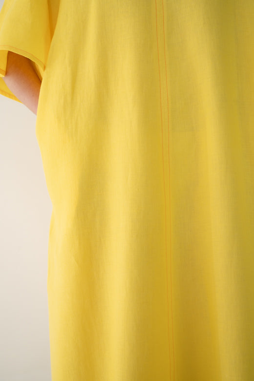 Sun Yellow Irish Linen Kaftan Dress-Dresses-STABLE of Ireland