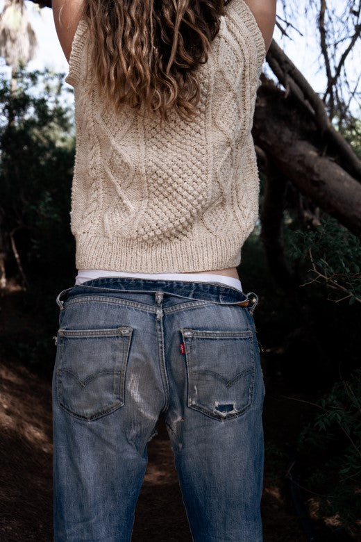 The Handknit Aran Sleeveless Vest-Jumper-STABLE of Ireland