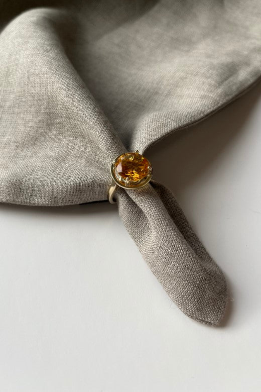 The Irish Whiskey Citrine Topaz Halo Ring-Jewelry-STABLE of Ireland