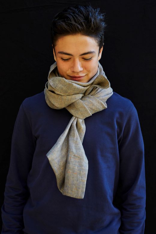 The STABLE Irish Linen Scarf - Ginger Herringbone-Scarves & Shawls-STABLE of Ireland