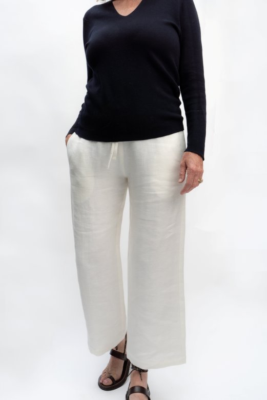 Winter White Irish Linen Trousers-Trousers-STABLE of Ireland