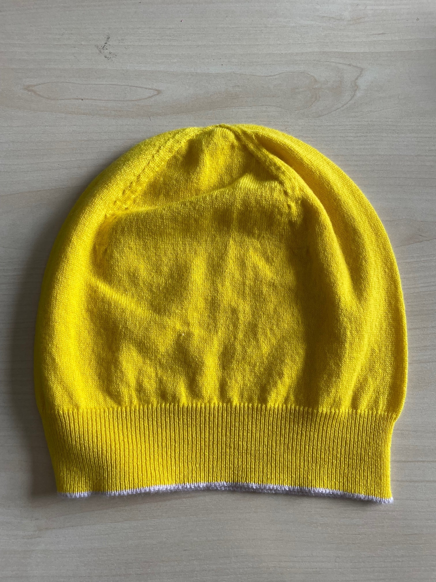 Yellow Trim Cashmere Beanie-Hats-STABLE of Ireland