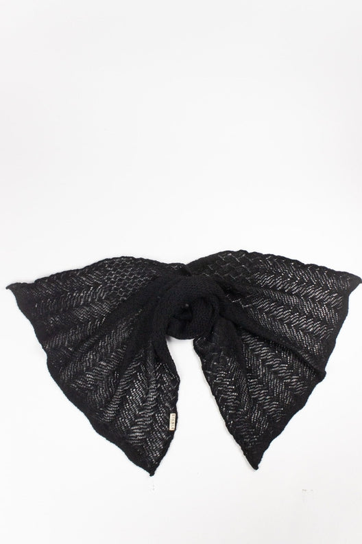 Black Knit Lace Alpaca Scarf-Scarves & Shawls-STABLE of Ireland