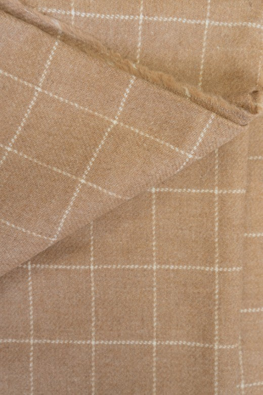 Camel Check Weave Scarf-Scarves & Shawls-STABLE of Ireland