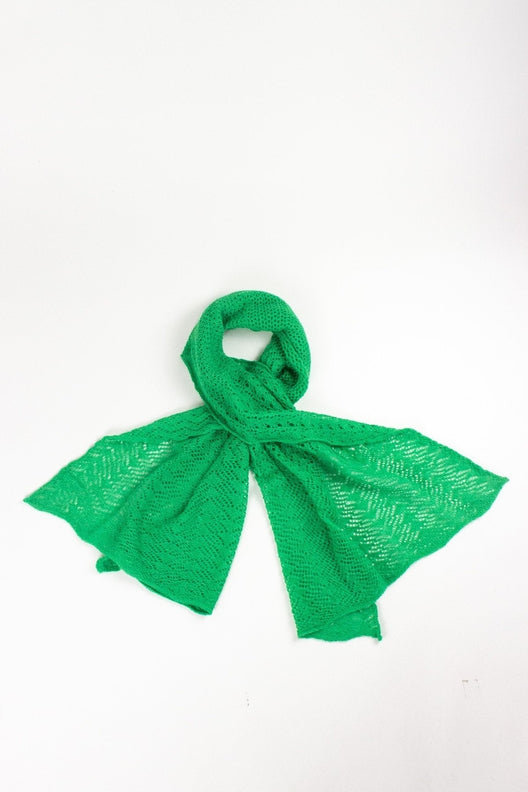 Fresh Green Knit Lace Alpaca Scarf-Scarves & Shawls-STABLE of Ireland