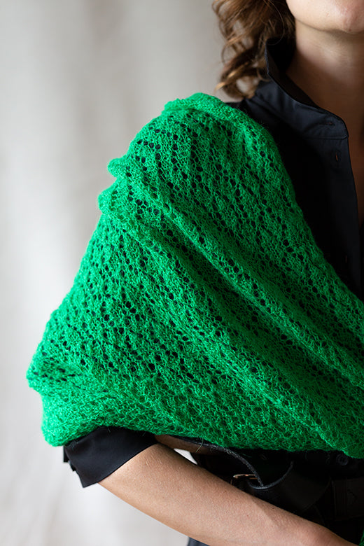 Fresh Green Knit Lace Alpaca Scarf-Scarves & Shawls-STABLE of Ireland