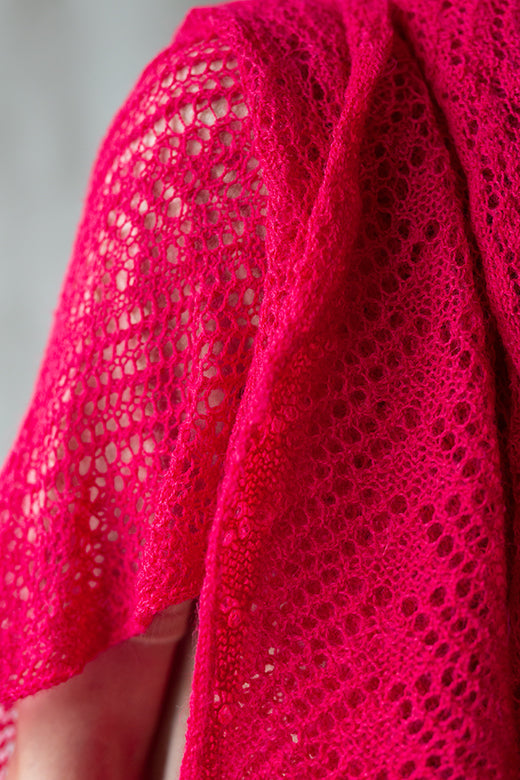 Hot Pink Knit Lace Alpaca Scarf-Scarves & Shawls-STABLE of Ireland