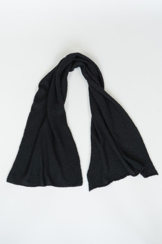 Large Black Knit Lace Alpaca Scarf-Scarves & Shawls-STABLE of Ireland