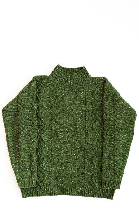 Moss Green Donegal Aran Jumper-Jumper-STABLE of Ireland